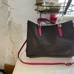 Calvin Klein Collection Tote in Brown and Pink Cute
